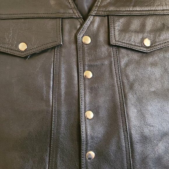 UNIK Premium Black Leather Biker Vest - Picture 4 of 13